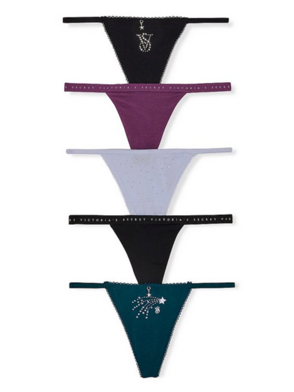 Cute & Sexy Victoria's Secret 5-Pack Stretch Cotton V-String Panties NWT Sz XL
